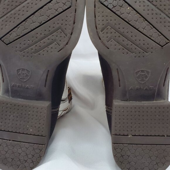 Ariat Kids' Sorting Pen Western Boots Leather Western Boots US 2.5 Brown & White - Picture 11 of 13